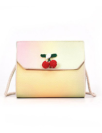 Lovely Yellow Cherry Pattern Decorated Shoulder Bag