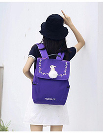 Lovely Purple Embroidered Rabbit Decorated Backpack
