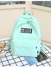 Lovely Light Green Love Pattern Decorated Backpack