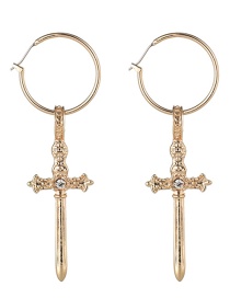 Fashion Gold Color Cross Shape Pendant Decorated Earrings