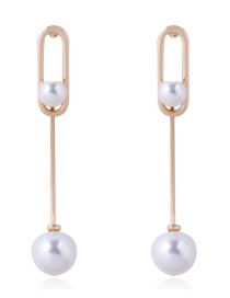 Fashion Gold Color Pearls Decorated Long Earrings