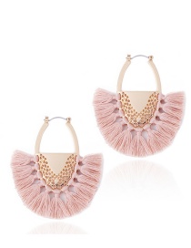 Fashion Pink Tassel Decorated Semicircle Shape Earrings