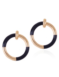 Fashion Black Circular Ring Decorated Simple Earrings