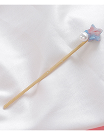 Sweet Blue+pink Pearl&star Shape Decorated Hairpin
