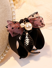 Sweet Purple Bowknot&pearls Decorated Hair Claw