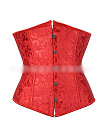 Sexy Red Flowers Pattern Design Strapless Corset