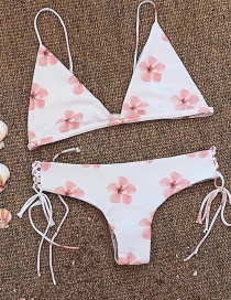 Sexy White Flowers Pattern Decorated Bikini