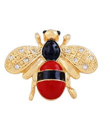 Fashion Red+gold Color Bee Shape Decorated Brooch