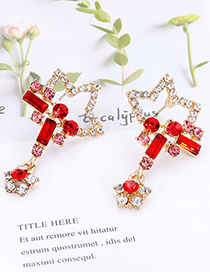 Elegant Red Star Shape Design Hollow Out Earrings