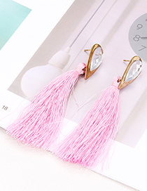Elegant Pink Tassel Decorated Long Earrings