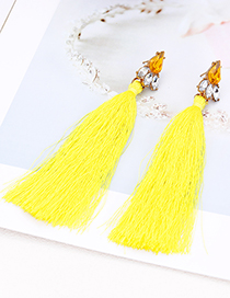 Elegant Yellow Tassel Decorated Long Earrings