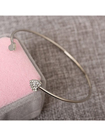 Fashion Silver Color Heart Shape Decorated Opening Bracelet