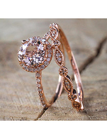 Fashion Rose Gold Round Shape Diamond Decorated Ring