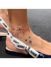 Fashion Gold Color Star Shape Decorated Double Layer Anklet