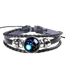 Fashion Black+blue Taurus Pattern Decorated Noctilucent Bracelet