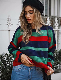 Fashion Multi-color Stripe Pattern Decorated Sweater