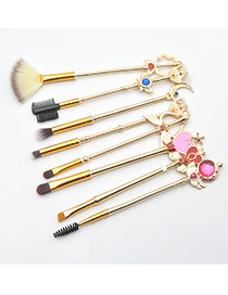 Fashion Gold Color Geometric Shape Decorated Makeup Brush(8pcs)