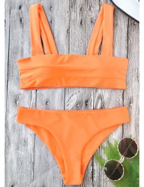 Sexy Orange Pure Color Decorated Swimwear(2pcs)