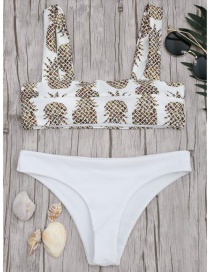 Sexy White Pineapple Pattern Decorated Swimwear(2pcs)