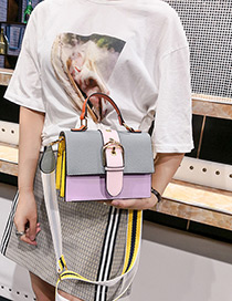 Fashion Gray+pink Color-matching Decorated Bag