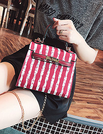 Fashion Red Stripe Pattern Decorated Bag