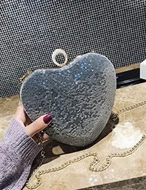 Fashion Silver Color Heart Shape Decorated Bag