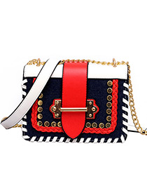 Fashion Red+black Rivet Decorated Bag