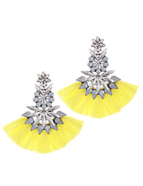 Fashion Light Yellow Geometric Shape Decorated Tassel Earrings