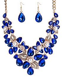 Fashion Blue Water Drop Shape Decorated Jewelry Set