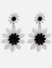 Fashion White+black Flower Shape Decorated Earrings