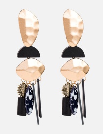 Fashion Black Irregular Shape Decorated Earrings