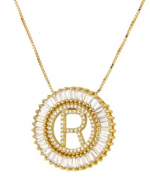 Fashion Gold Color R Letter Shape Decorated Necklace