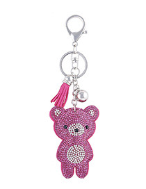 Fashion Plum Red Bear Shape Decorated Keychain