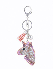 Fashion Pink Horse Shape Decorated Keychain