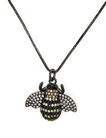 Fashion Black Full Diamond Decorated Bee Shape Necklace