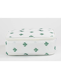 Fashion White Cactus Pattern Decorated Storage Bag