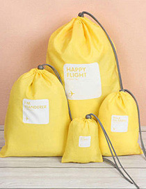 Fashion Yellow Letter Pattern Decorated Storage Bag(4pcs)
