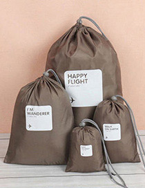 Fashion Khaki Letter Pattern Decorated Storage Bag(4pcs)