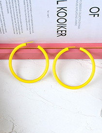 Fashion Yellow Round Shape Decorated Pure Color Earrings