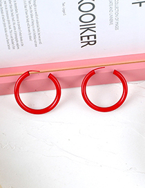 Fashion Red Round Shape Decorated Pure Color Earrings