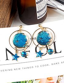 Fashion Blue Round Shape Decorated Earriings