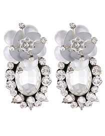 Fashion Gray Flower Shape Decorated Earrings