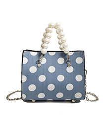 Fashion Blue Spot Pattern Decorated Shouder Bag