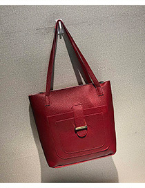 Fashion Red Buckle Shape Decorated Shoulder Bag (4 Pcs )