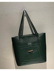 Fashion Green Buckle Shape Decorated Shoulder Bag (4 Pcs )