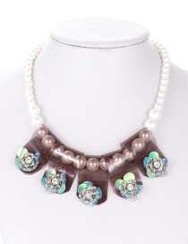 Fashion Coffee Flower Shape Decorated Necklace