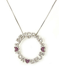 Fashion Silver Color+purple Heart Shape Decorated Necklace