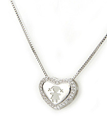 Fashion Silver Color Gril Pattern Decorated Necklace