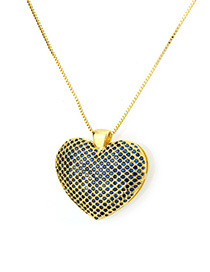 Fashion Blue+gold Color Heart Shape Decorated Necklace