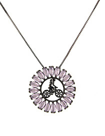Fashion Black+purple Hollow Out Design Necklace